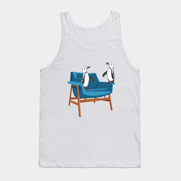 African Penguins Meet up on a Vintage Chair Tank Top by Lisa Williams Design